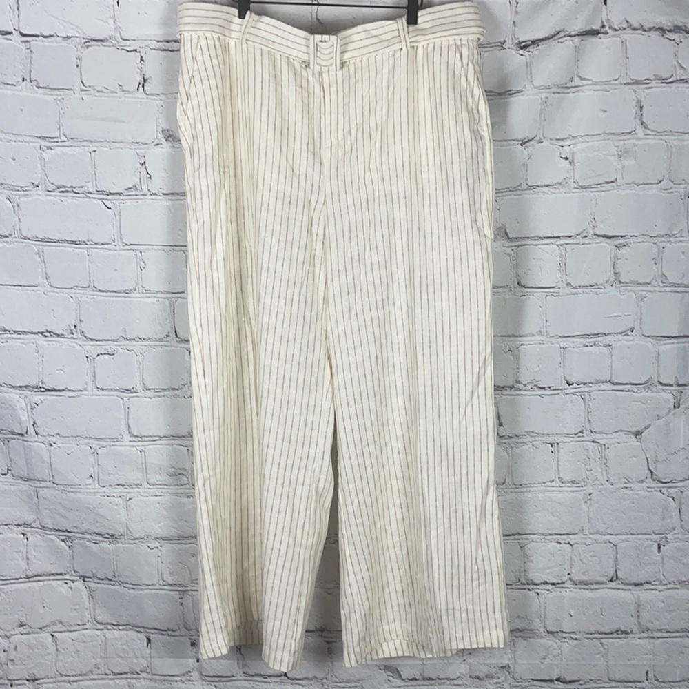 NWT Lane Bryant Stripe Linen Blend Wide Leg Pants Sz 20R